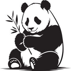 Panda bear holding bamboo cartoon vector illustration of cute wild animal from Asia © Mohammad
