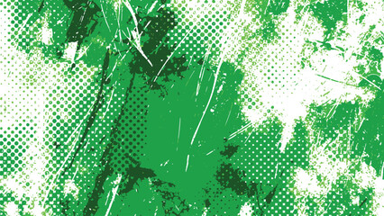 Abstract green pattern with halftone dots and blurred natural elements