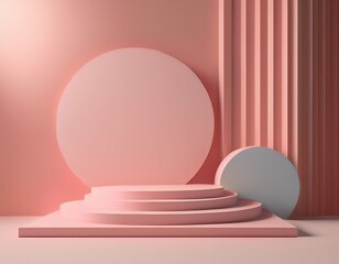 Fototapeta premium minimal abstract scene with simple geometric shapes pastel color cosmetic product presentation background object display mockup