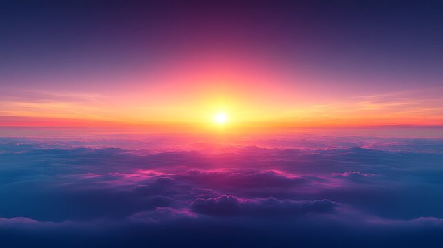 Vibrant sunset above clouds