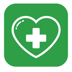 Obraz premium Green plus icon in square shape representing healthcare concept of icons, medicine 