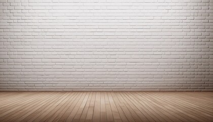 white brick wall and wooden floor mock up copy space 3d rendering