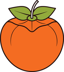 American Persimmon line art vector on a white background