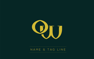 OW logo design. A sophisticated, minimalistic logo design featuring golden stylized typography,  perfect for branding concepts emphasizing luxury, professionalism, and contemporary aesthetics.