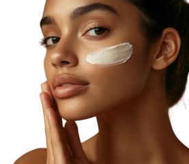 PNG Hispanic woman applying cream face skin photography.