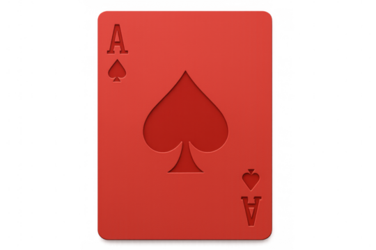 3d rendering of a red ace of spades playing card, isolated on transparent background with a clipping path