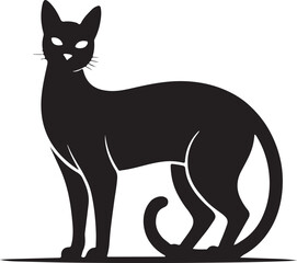 Black and white cat vector illustration on white background