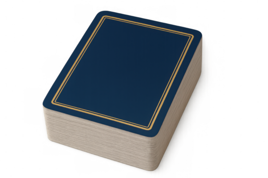 Stack of cards with elegant blue and gold back design, isolated on transparent background, ready for game or design projects - Powered by Adobe