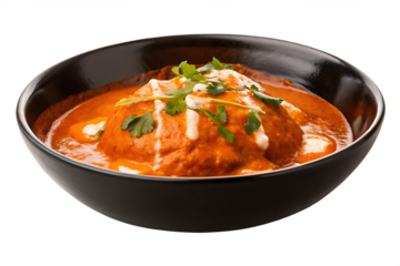 butter chicken isolated on white background, png, ai generated.