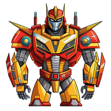 Transformers cartoon vector robot soldier character drawing with a pencil in hand