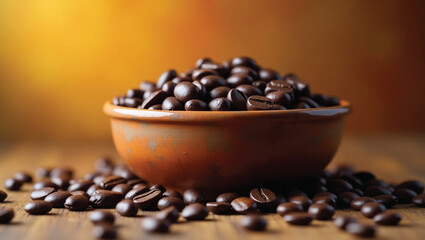 a bowl containing blackish brown coffee beans