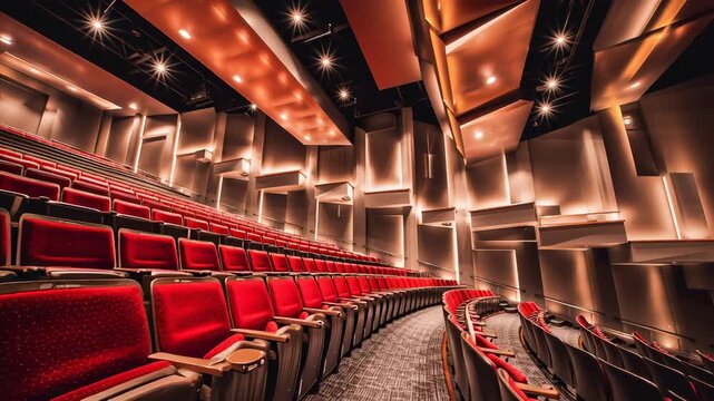 Lush red theater seats arranged neatly in an elegant auditorium setting for performances