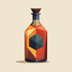 Polygonal style gin bottle with label in warm colors  