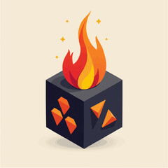 Dice with flame and modern vector style design illustration  