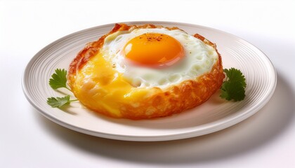 a fluffy egg dish served on a plain white dish