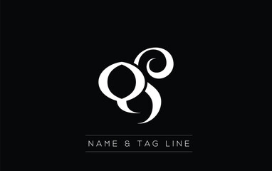 QS logo design. A sophisticated, minimalistic logo design featuring golden stylized typography,  perfect for branding concepts emphasizing luxury, professionalism, and contemporary aesthetics.