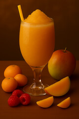 A glass of a mango slushy
