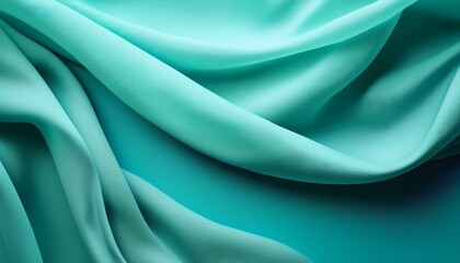 Obraz premium elegant mint green fabric with soft waves on a bright turquoise background for design