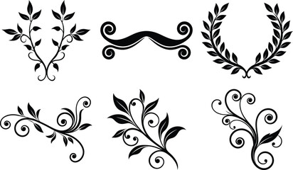 Ornamental Floral Designs Silhouette