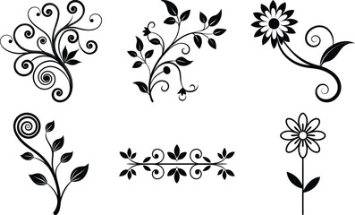 Fototapeta premium Floral Design Elements Silhouette