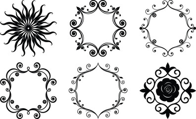 Ornate Decorative Frames and Ornaments Silhouette