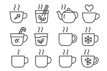 Icons contour outline minimal comfort winter symbol line icon prompt vector stroke