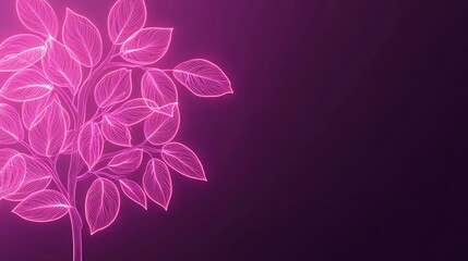 Abstract glowing pink leaves on dark background