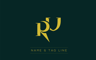 RV logo design. A sophisticated, minimalistic logo design featuring golden stylized typography,  perfect for branding concepts emphasizing luxury, professionalism, and contemporary aesthetics.