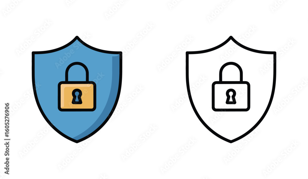 Poster security shield icons data protection privacy and safety concept symbolizing protection from digital