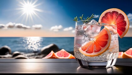 world gin day elegant glassware hosts chilled gin topped with vibrant grapefruit slices