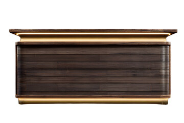 Modern Wood Bar Counter with Ambient Warm LED Lighting, Front View, Transparent PNG