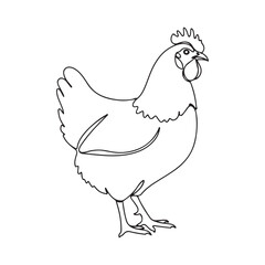 illustration of a chicken or hen. The illustration is a silhouette or outline drawing, with the key features of the bird clearly visible