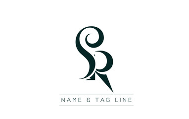 Fototapeta premium SR logo design. A sophisticated, minimalistic logo design featuring golden stylized typography, perfect for branding concepts emphasizing luxury, professionalism, and contemporary aesthetics.