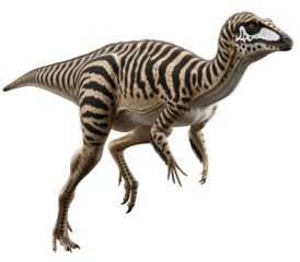 Transparent PNG of Vespersaurus paranaensis with stripes, vivid anatomical details, isolated background