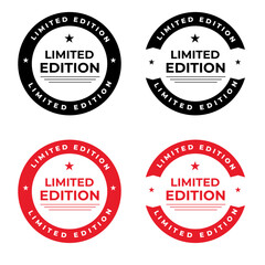 Limited Edition Badge Vector Set – Red and Black Circular Stamp Icons for Premium Product Labels, Sales, and Ecommerce Promotions