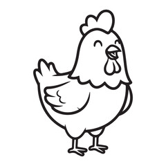 illustration of a chicken or hen. The illustration is a silhouette or outline drawing, with the key features of the bird clearly visible