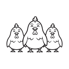 illustration of a chicken or hen. The illustration is a silhouette or outline drawing, with the key features of the bird clearly visible