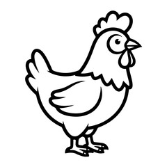illustration of a chicken or hen. The illustration is a silhouette or outline drawing, with the key features of the bird clearly visible