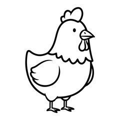 illustration of a chicken or hen. The illustration is a silhouette or outline drawing, with the key features of the bird clearly visible