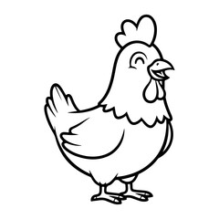 illustration of a chicken or hen. The illustration is a silhouette or outline drawing, with the key features of the bird clearly visible