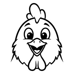 illustration of a chicken or hen. The illustration is a silhouette or outline drawing, with the key features of the bird clearly visible