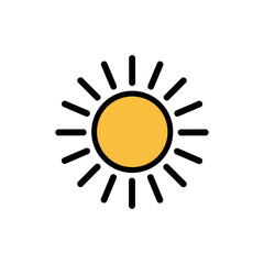 Minimalistic sun icon with radiating rays. Vector illustration