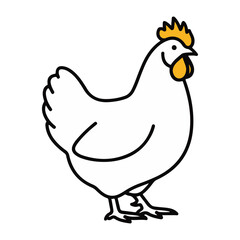 illustration of a chicken or hen. The illustration is a silhouette or outline drawing, with the key features of the bird clearly visible