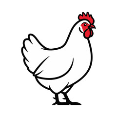illustration of a chicken or hen. The illustration is a silhouette or outline drawing, with the key features of the bird clearly visible