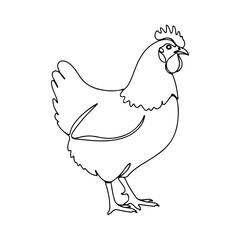 illustration of a chicken or hen. The illustration is a silhouette or outline drawing, with the key features of the bird clearly visible