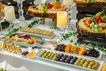 tray with fruits and vegetables