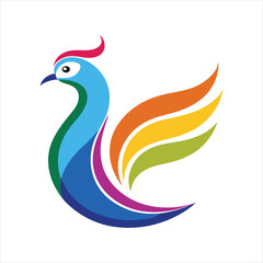 Obraz premium Colorful Peacock Logo Vector Illustration