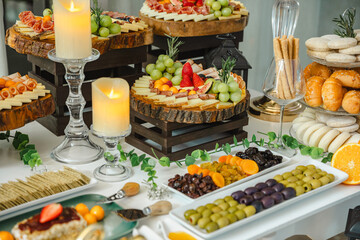 banquet table with snacks