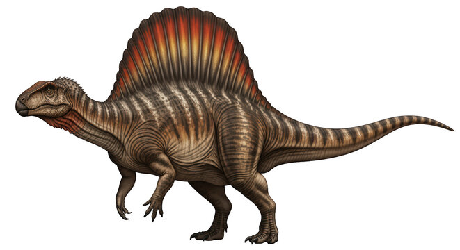 Fototapeta Ouranosaurus nigeriensis PNG with transparent background and dorsal sail, an herbivorous hadrosauriform dinosaur
