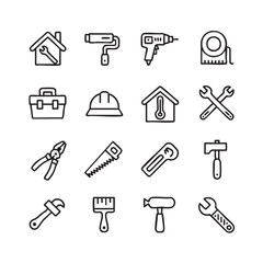 Obraz premium Home improvement tools and equipment icons house wrench
